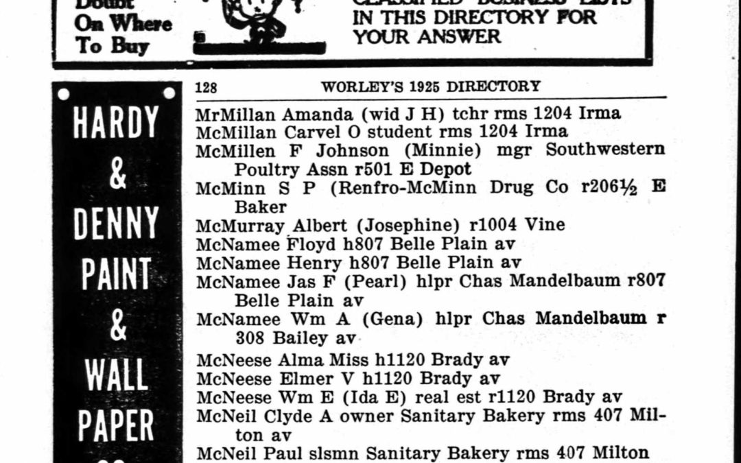 Weekly Series: Using City Directories between Census Years